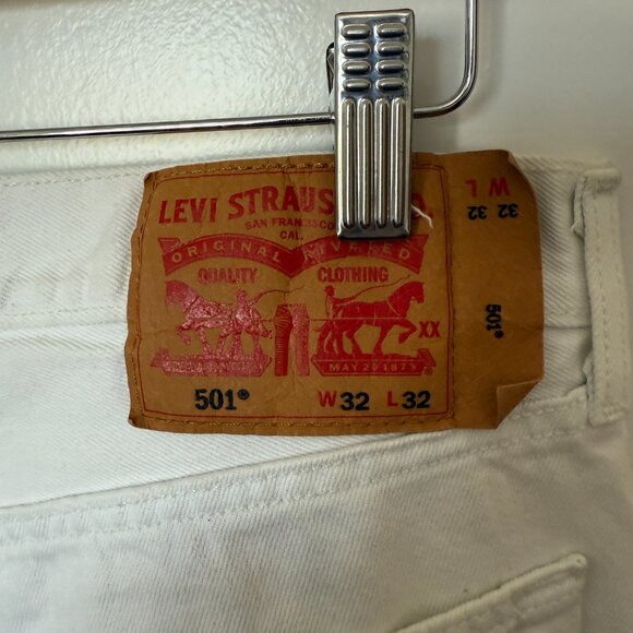 perfectly worn Levi's 501s straight leg white jeans 32x32 - Picture 2 of 4